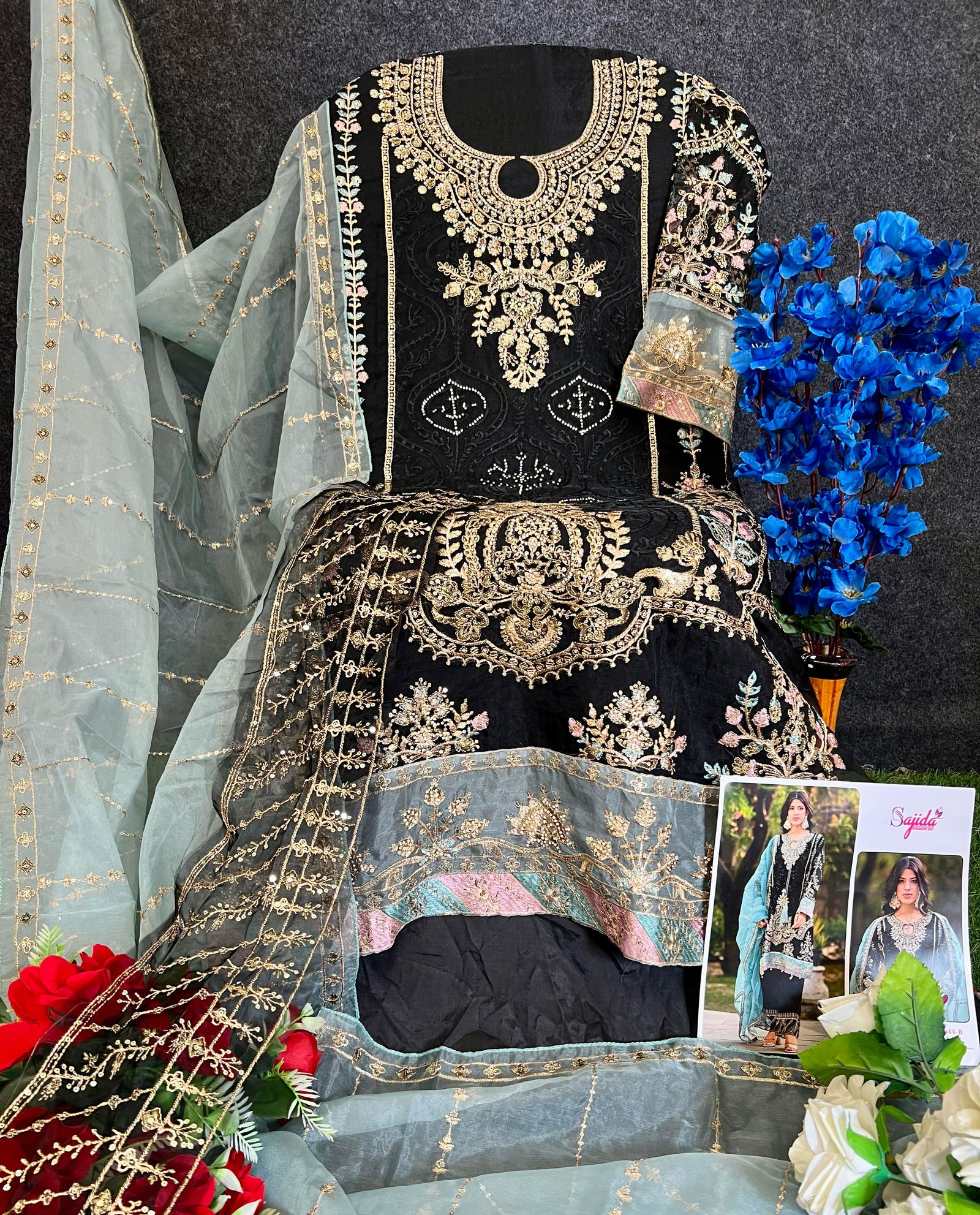 Saira by Sajida Organza Pakistani Salwar Kameez Wholesale Market In Surat
